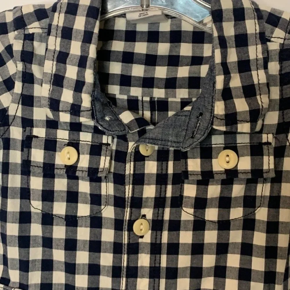 Baby Gap Gingham Print Navy Romper